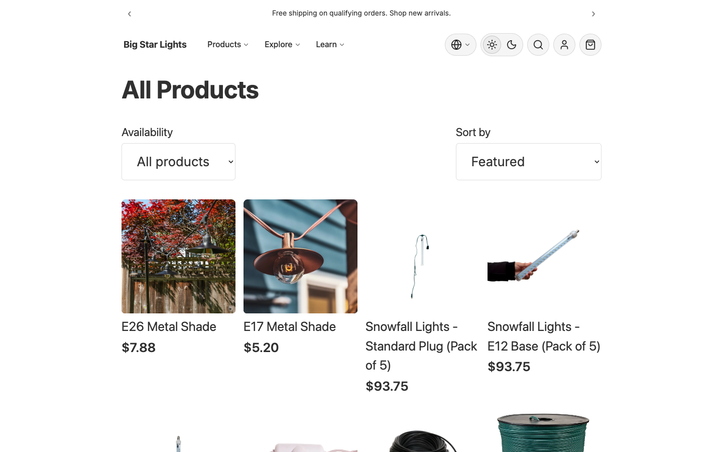 Collection page with filters and product grid